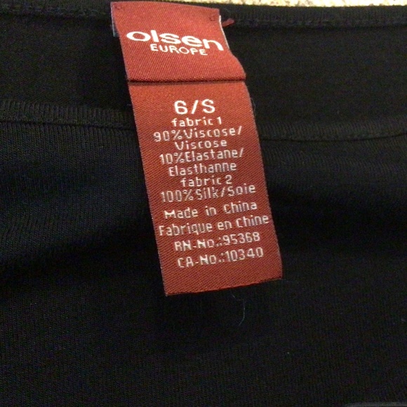 Olsen Black Top with Silk Panels Sz 6/S - Picture 9 of 9